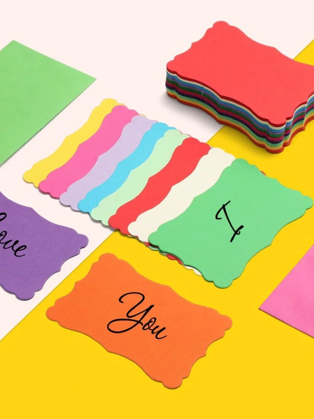 100 Pack Mini Cards with Envelopes, Small Colorful Blank Note Cards with Self-Ad